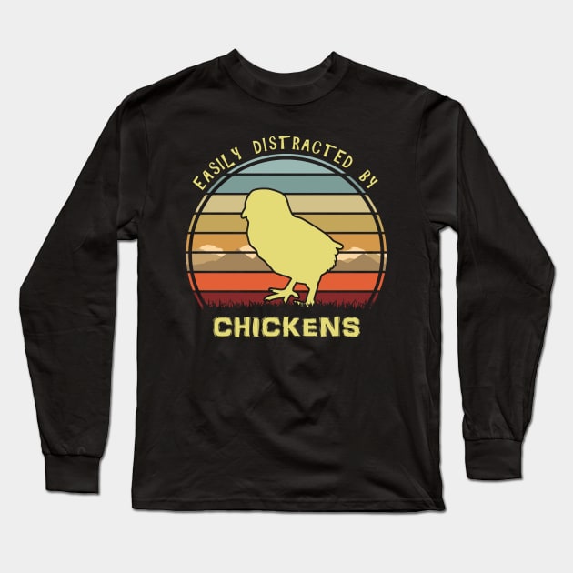 Easily Distracted By Chickens Long Sleeve T-Shirt by Nerd_art